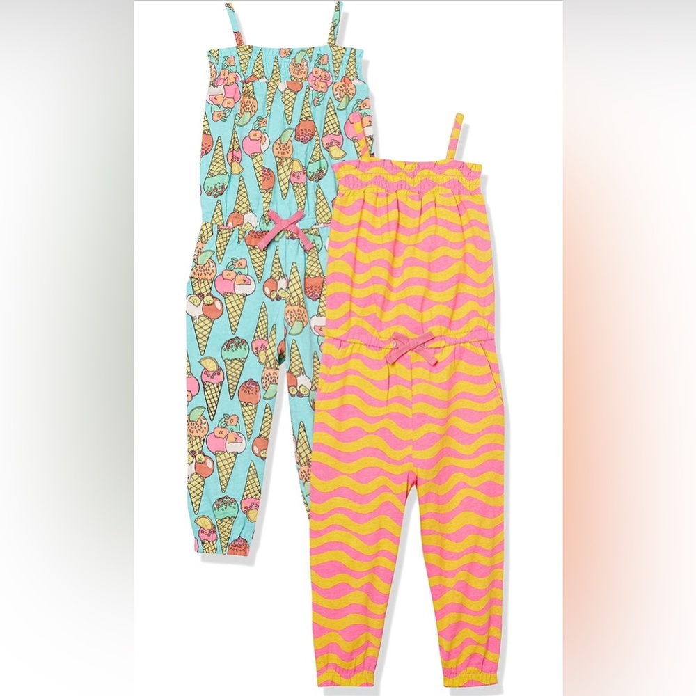NWT baby little girls toddle rompers overalls 2T ice cream summer adorable